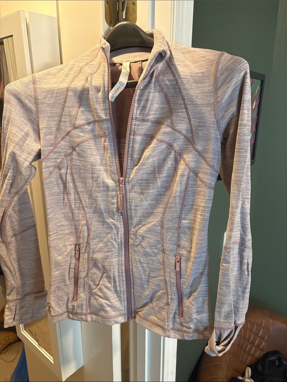 lululemon athletica Heathered Light Mauve Zip-Up Bomber Jacket